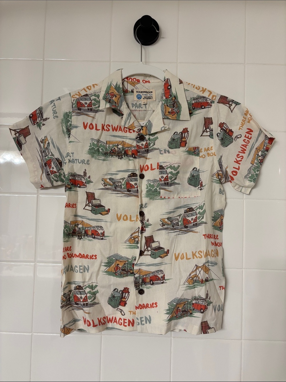 Kids' Volkswagen Cream Short-Sleeve Button-Down Shirt